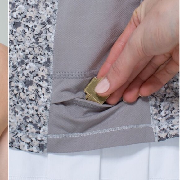 Lululemon Tone It Tank Top Bra Stretch Mesh Pocket Ruched Run Yoga Neutral Crew - Picture 7 of 16